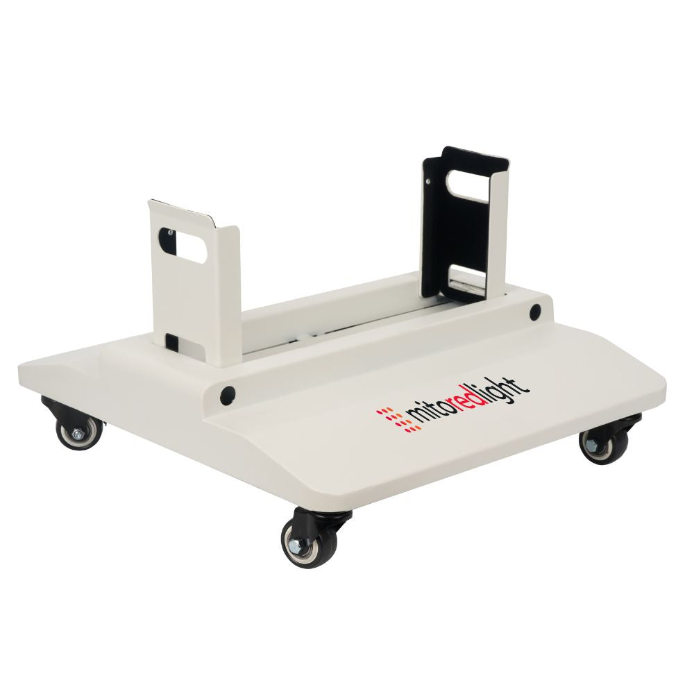 White Floor Stand with wheels on a white background, featuring the Mito Red Light Logo.
